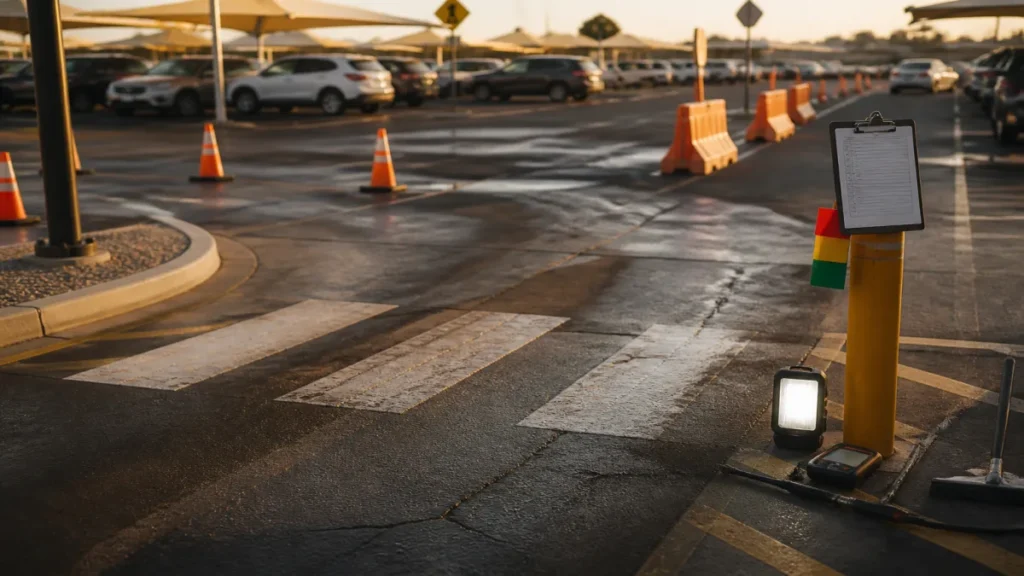 Manutenção de estacionamento com durabilidade em São Paulo 2 Detalhe prático de periodicidade de vistoria e priorização por risco aplicado a manutenção de estacionamento.